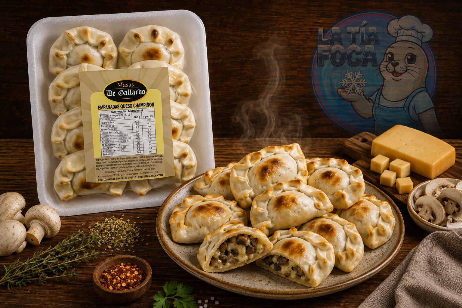 Empanadas de Horno Queso Champiñón, 10 Unidades, De Gallardo